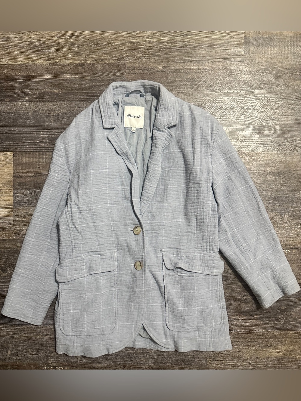 Madewell Light Blue Textured Relaxed Blazer
